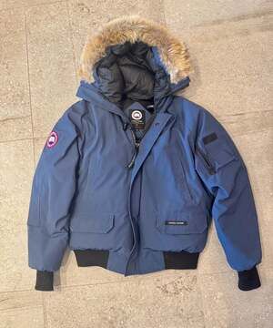 Canada Goose Men's Borden Bomber Jacket with Fur Hood in Blue